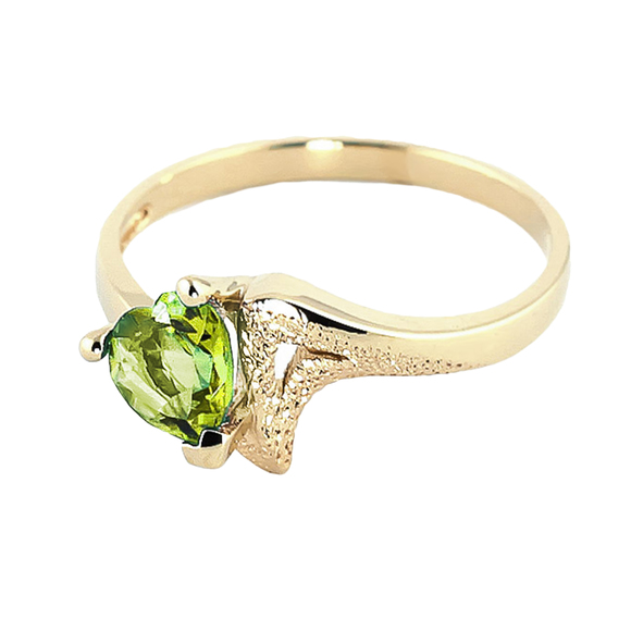 14K. SOLID GOLD RING WITH NATURAL PERIDOT (Yellow Gold) - Picture 3 of 3